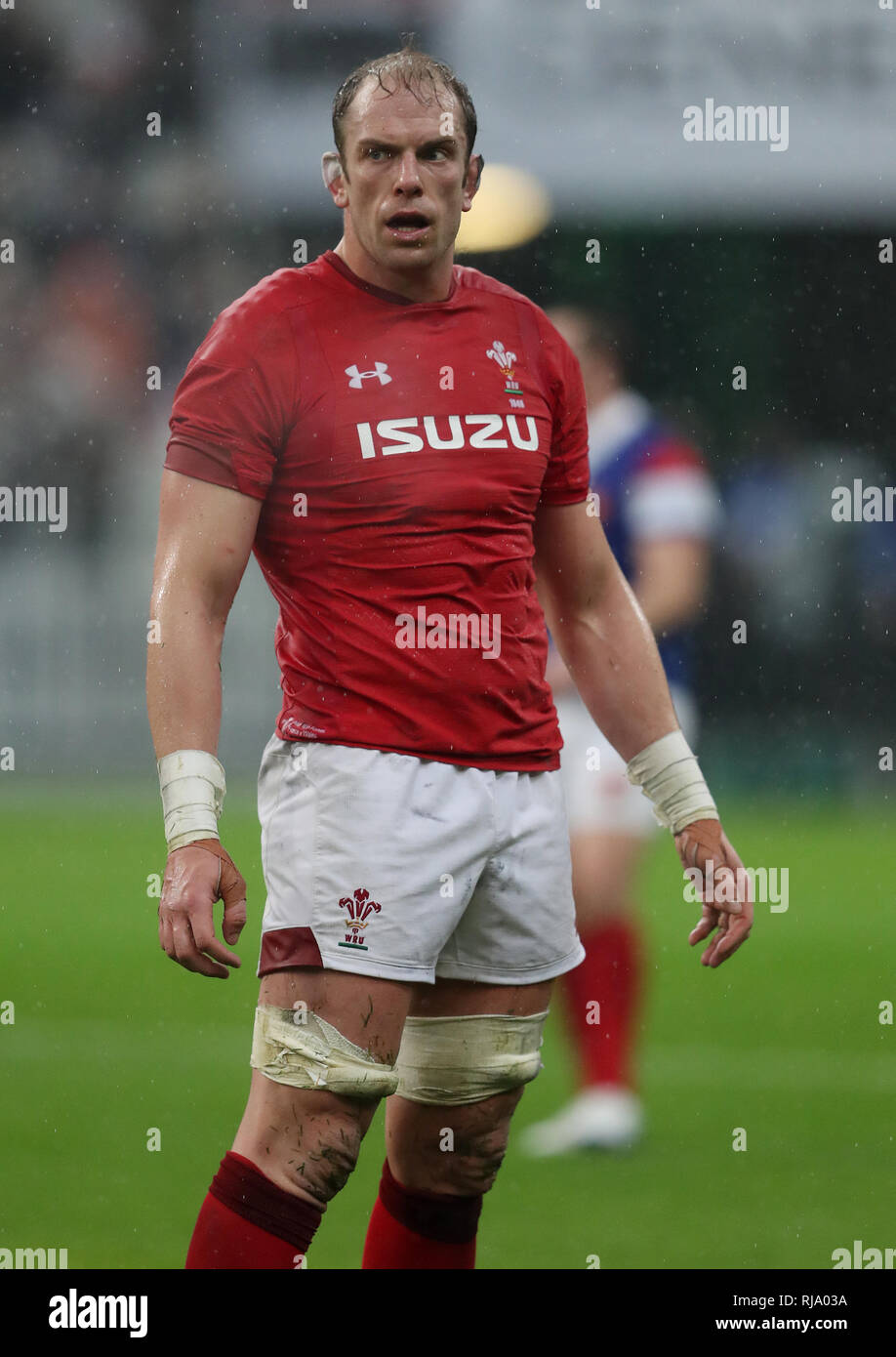 Wales Alun Wyn Jones During The Guinness Six Nations Match At The Stade De France Paris Stock Photo Alamy
