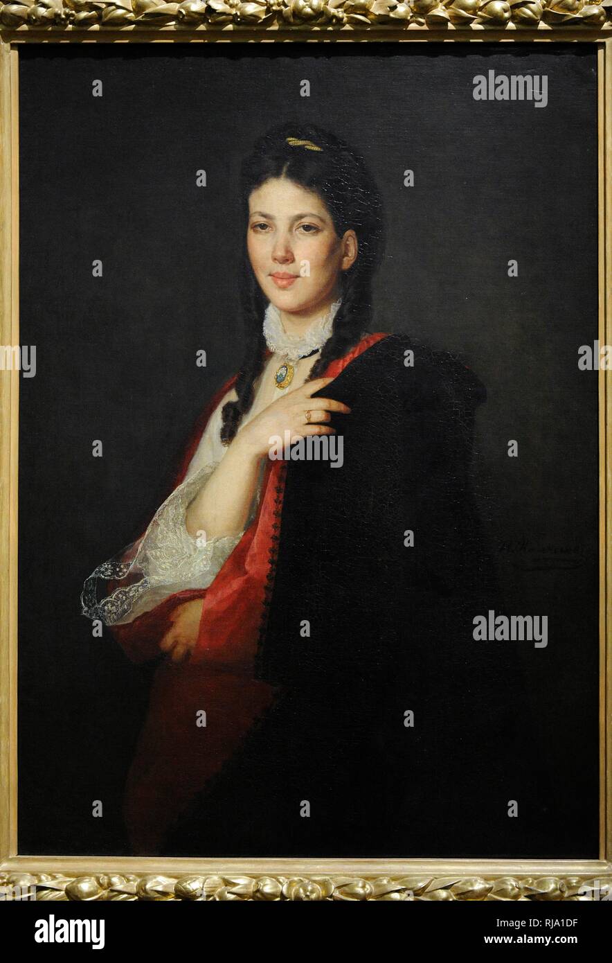 Henryk Rodakowski (1823-1894). Pintor polaco. Retrato de Leonia Blühdorn, hijastra del artista, 1870-1871. Museo Nacional de Varsovia. Polonia. Stock Photo