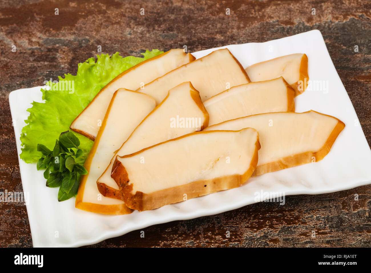 sliced-smoked-squid-served-salad-leaves-stock-photo-alamy