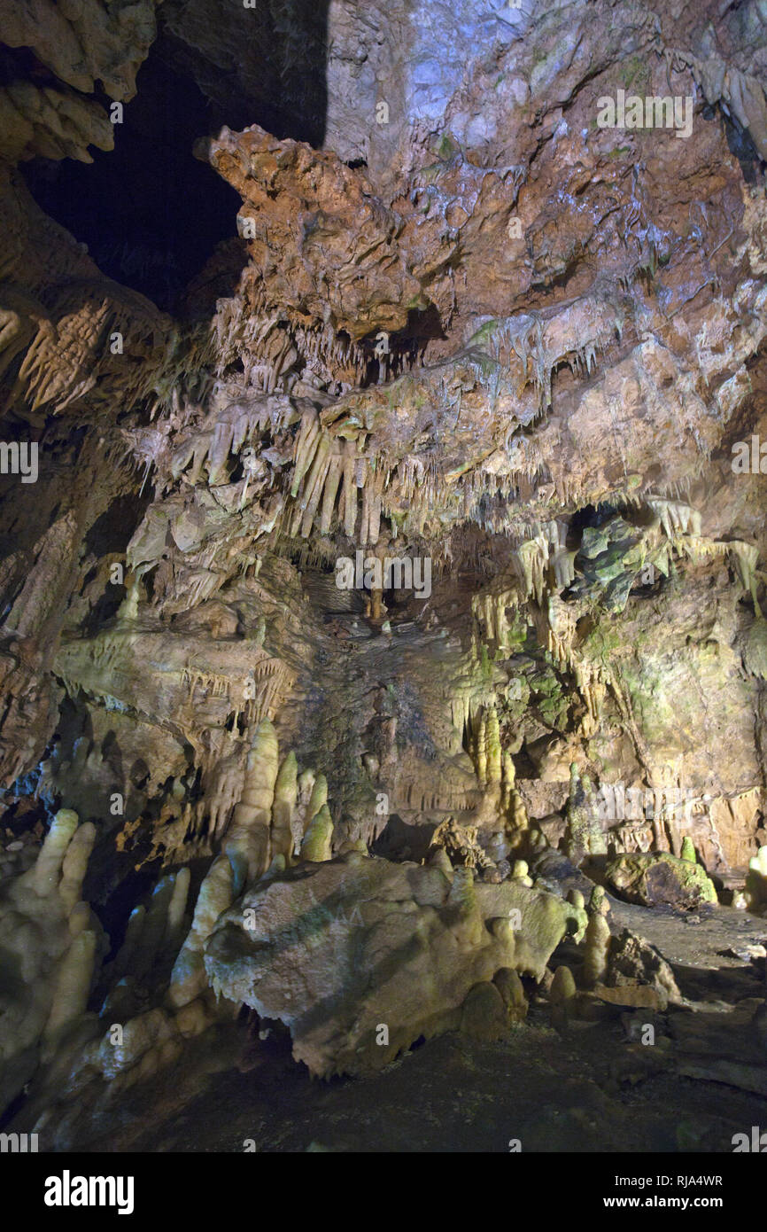 Caves of Pirgos Dirou on the Peloponnese in Greece Stock Photo