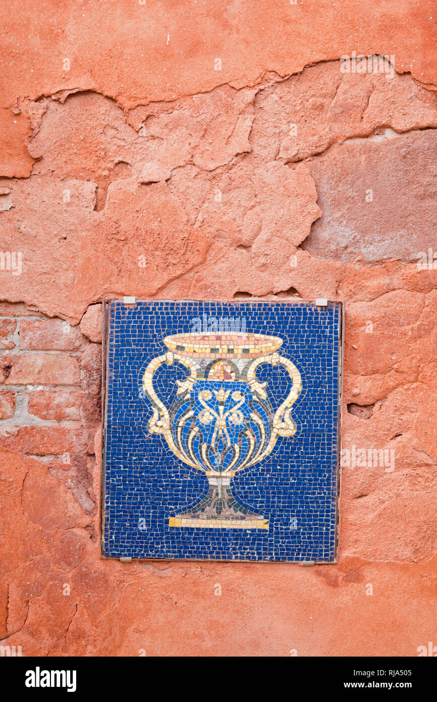 Mosaic panel on a house wall in Murano Stock Photo