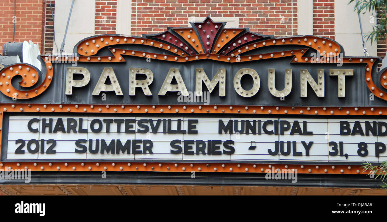 Marquee of the historic Paramount Theater located on the pedestrian