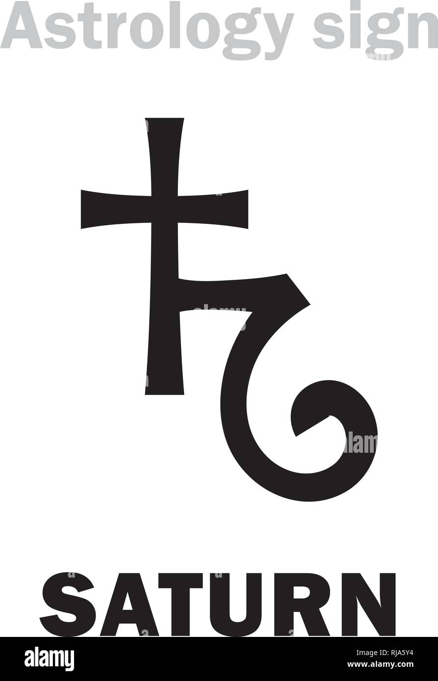 Astrology Alphabet: SATURN, classic major planet. Hieroglyphics character sign (single symbol). Stock Vector