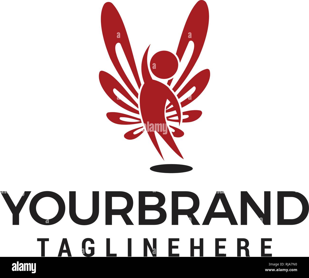 Winged Man Rising Logo Old man and angel illustration Stock Vector Images - Alamy