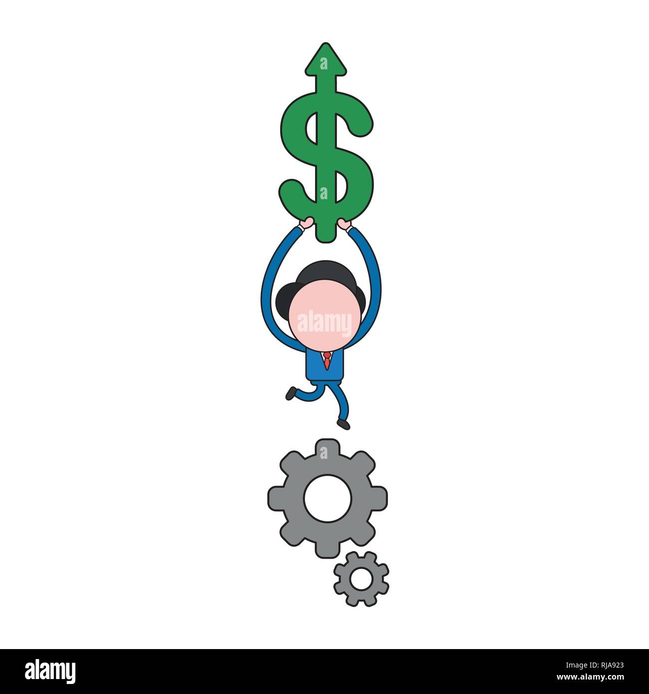 Vector illustration businessman character running and carrying dollar ...
