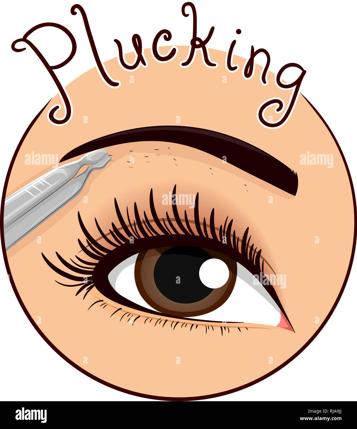 Illustration of Tweezers Plucking Hair from Eyebrow Icon Stock Photo
