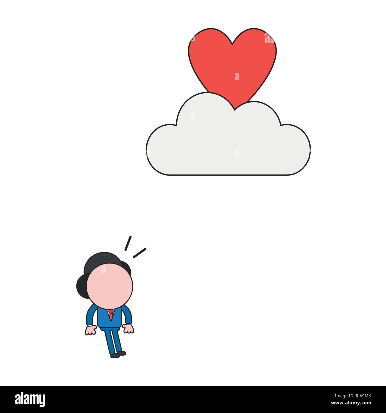 Vector illustration businessman character looking heart to reach on ...