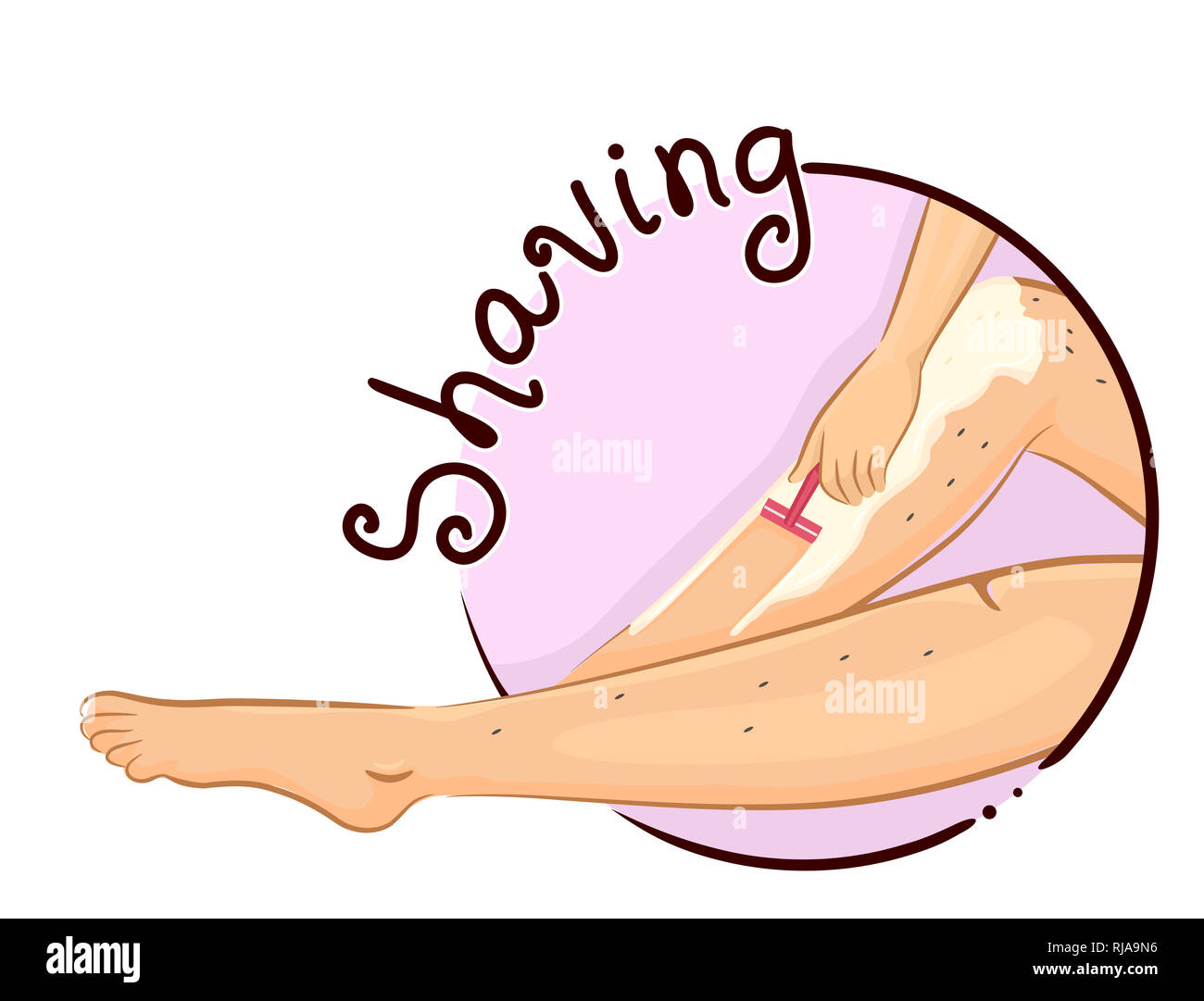 Illustration of a Girl Shaving Her Leg Hair Using a Razor and Cream. Shaving  Leg Hair Icon Stock Photo - Alamy