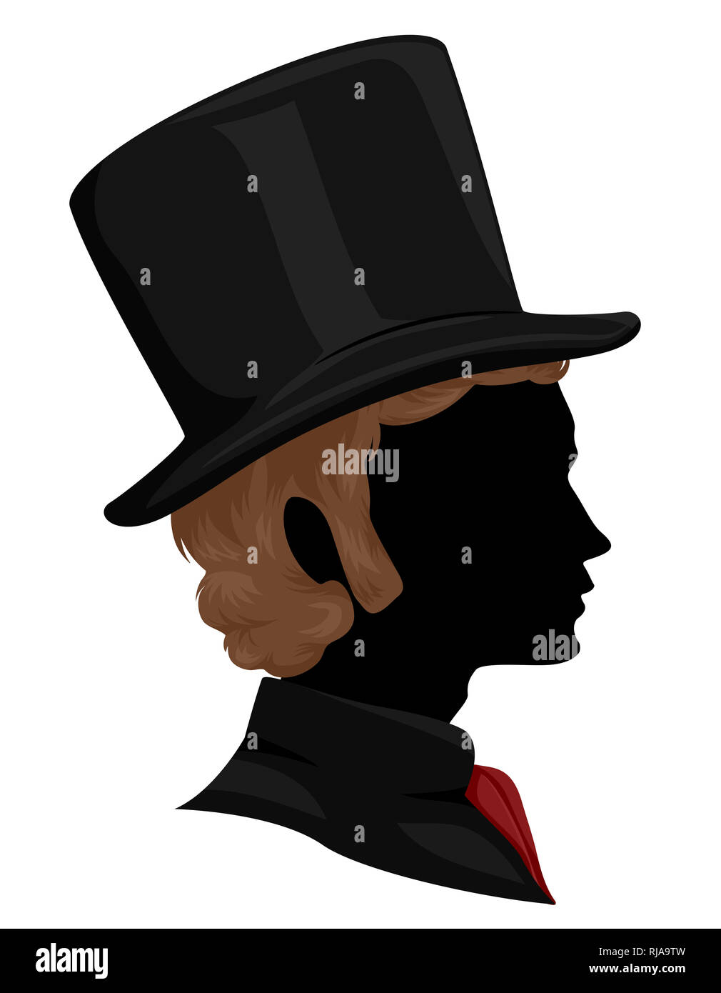 Illustration of a Silhouette of a Man With Victorian Hair and Wearing ...
