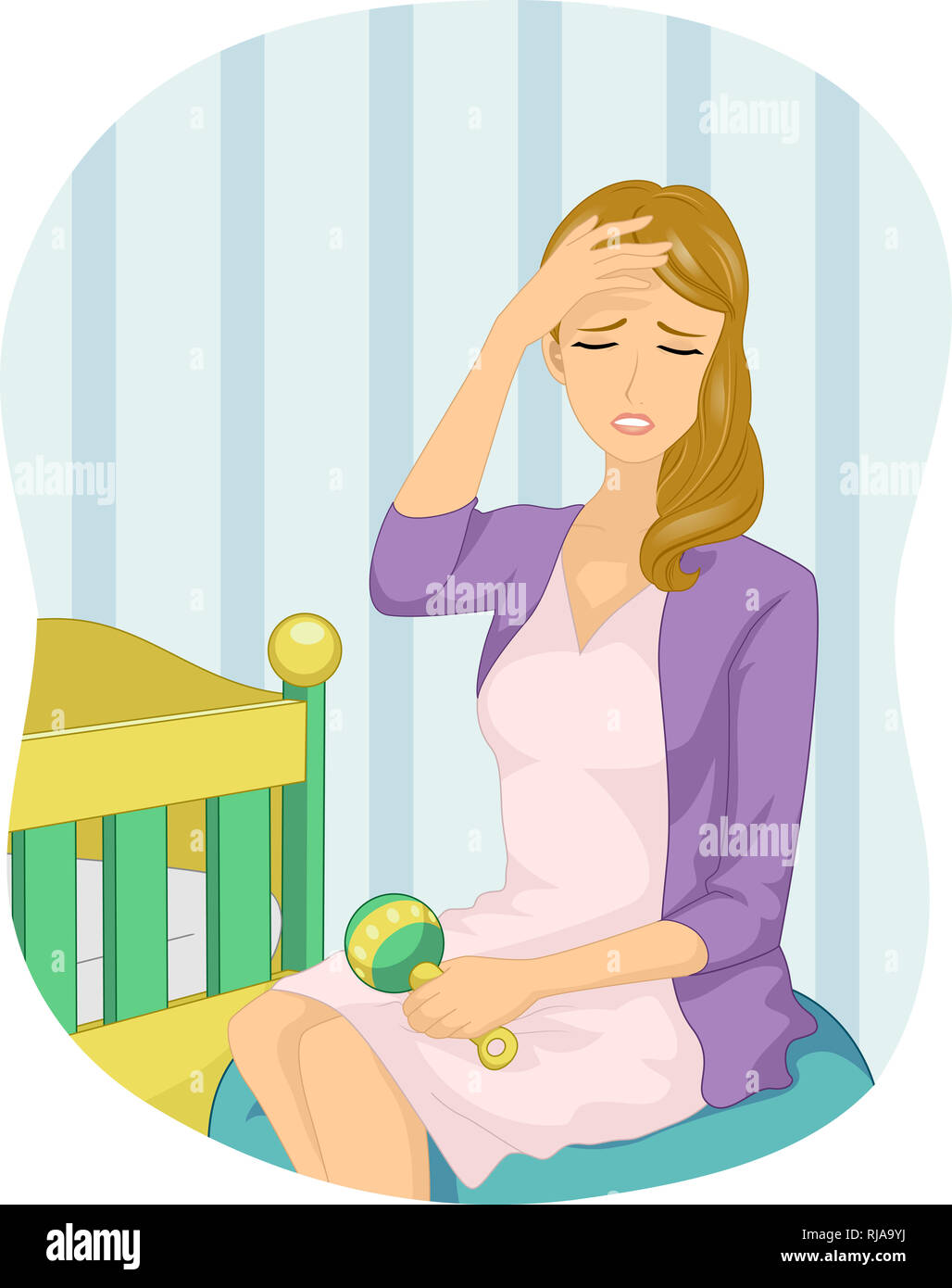 Illustration of a Girl Holding Her Head Because of Stress in Taking ...