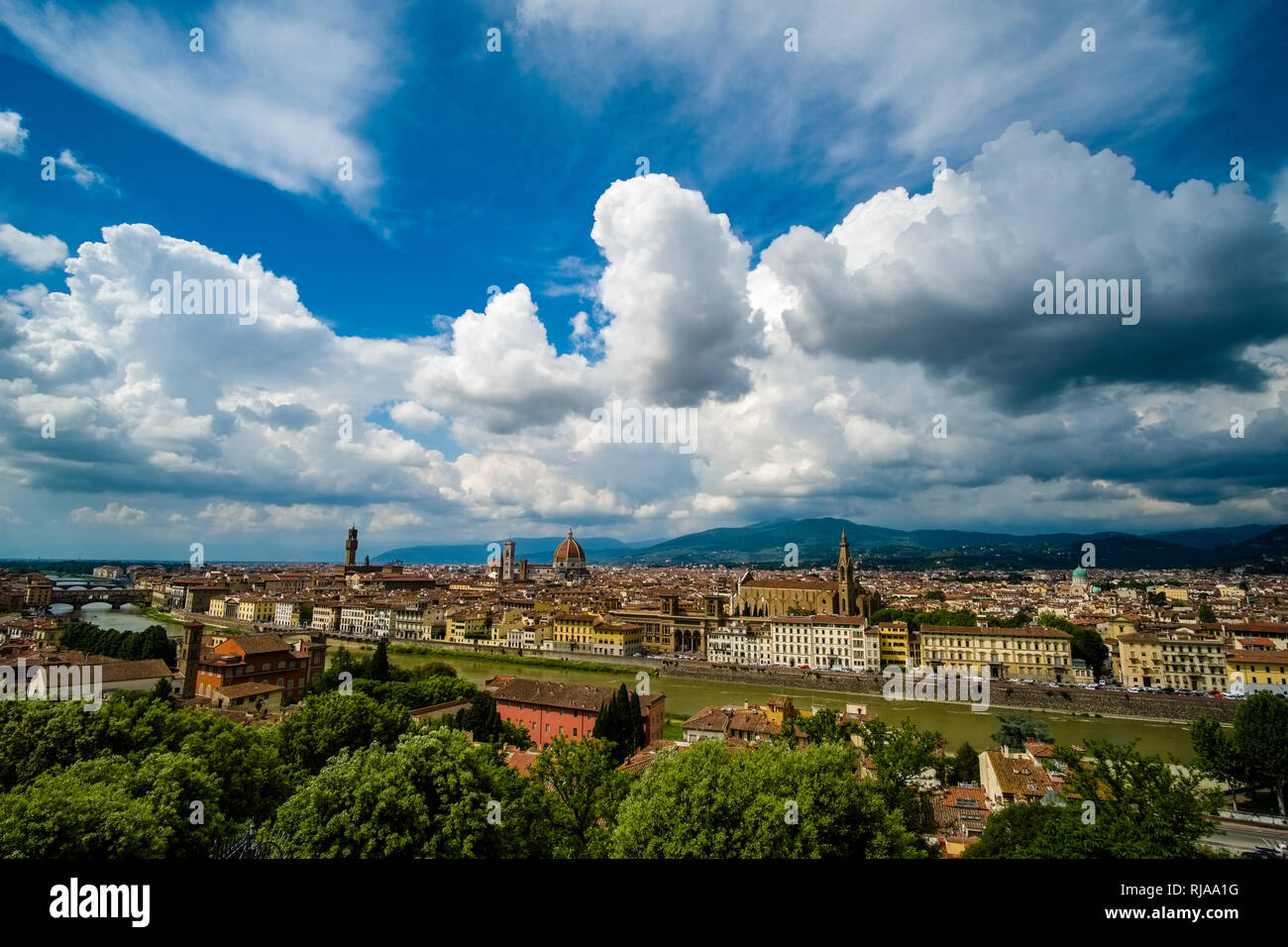 Panoramic aerial view on town from Piazza Michelangelo Stock Photo