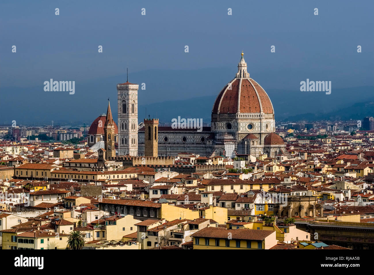Aerial view on the town from Piazza Michelangelo, Duomo standing out Stock Photo