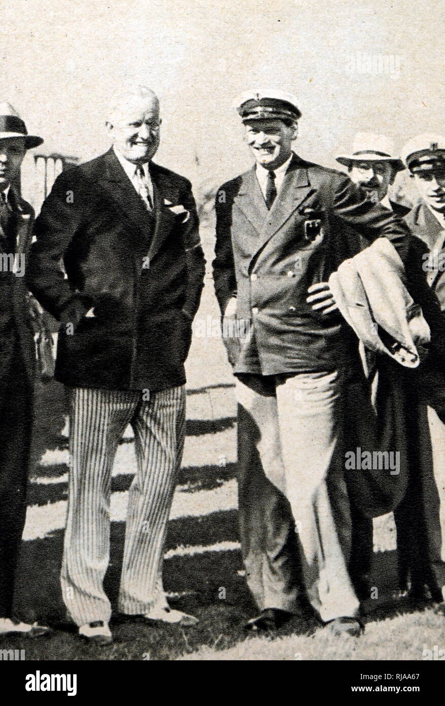 Photograph of Karl Ritter von Halt (Left) (1981 - 1964) during the 1932 Olympic games. He was the President of the Committee for the organization of the Fourth Winter Olympics & In 1944 Karl Ritter von Halt led the Sports Office of the Third Reich. Stock Photo