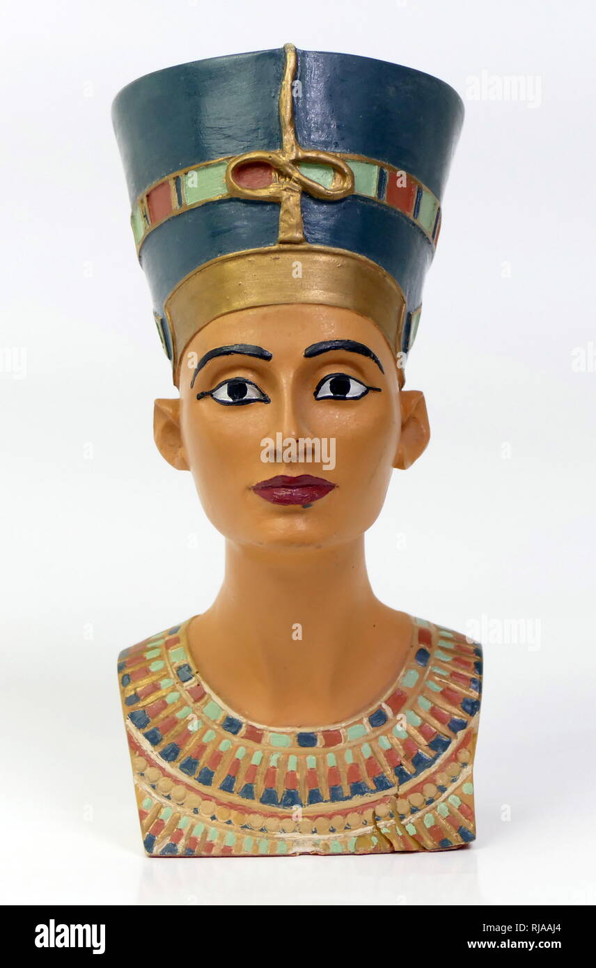 Replica bust of Nefertiti (1370 1330 BC); Egyptian queen and the