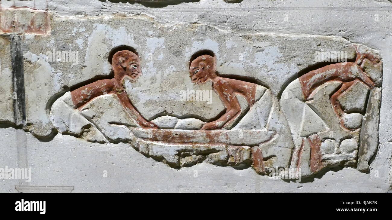 detail of a wall fresco from a Temple wall in Karnak in the Amarna ...