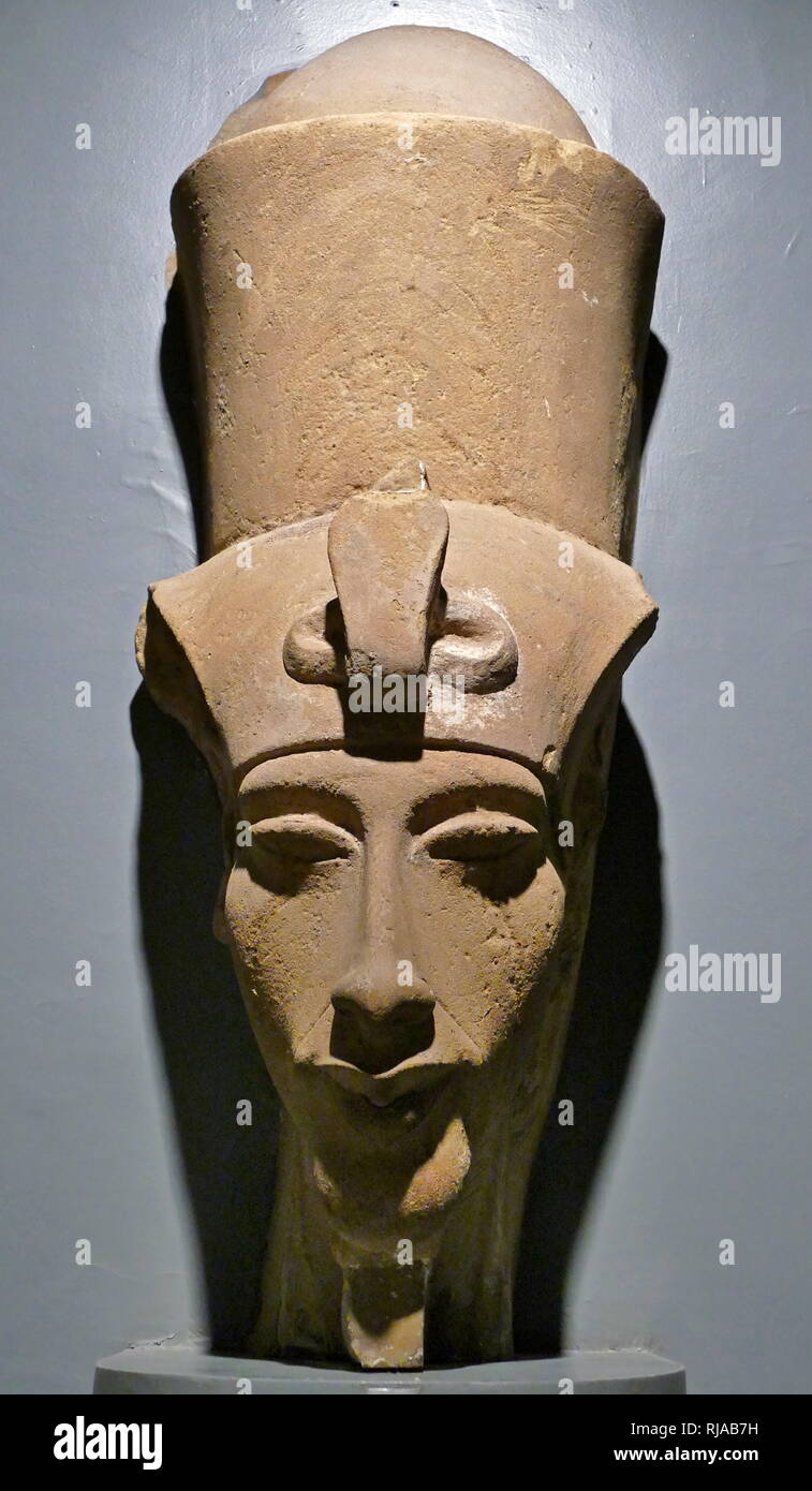 King Amenhotep IV with the Double Crown of Upper and Lower Egypt ...