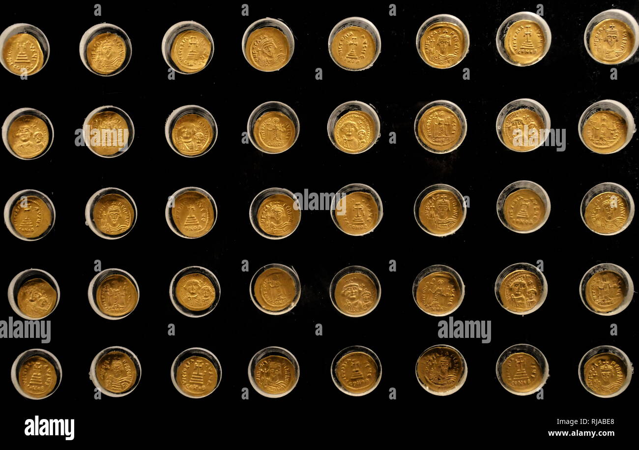 Gold coins from the Byzantine Period; Egyptian circa 700-900 AD Stock ...