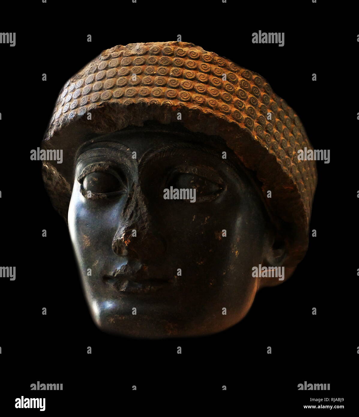 Head of Gudea, prince of Lagash. circa 2120 BC. Gudea ruled between ca. 2144 - 2124 BC.  Sumerian ruler (ensi) of the state of Lagash in Southern Mesopotamia Stock Photo