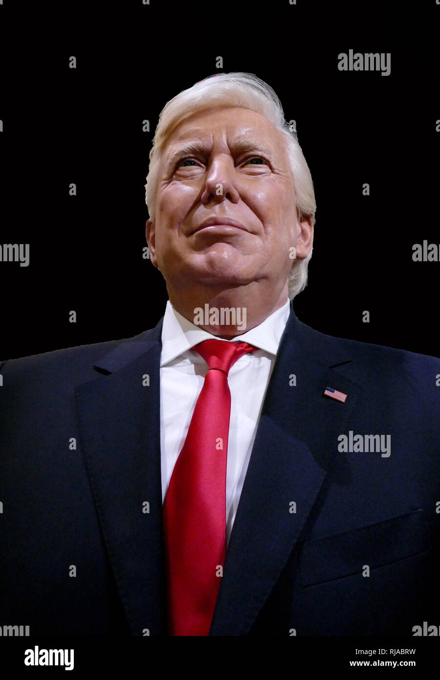 Waxwork figure of Donald John Trump (born 1946); President of the United States, since January 20, 2017. Before entering politics, he was a businessman and television personality Stock Photo