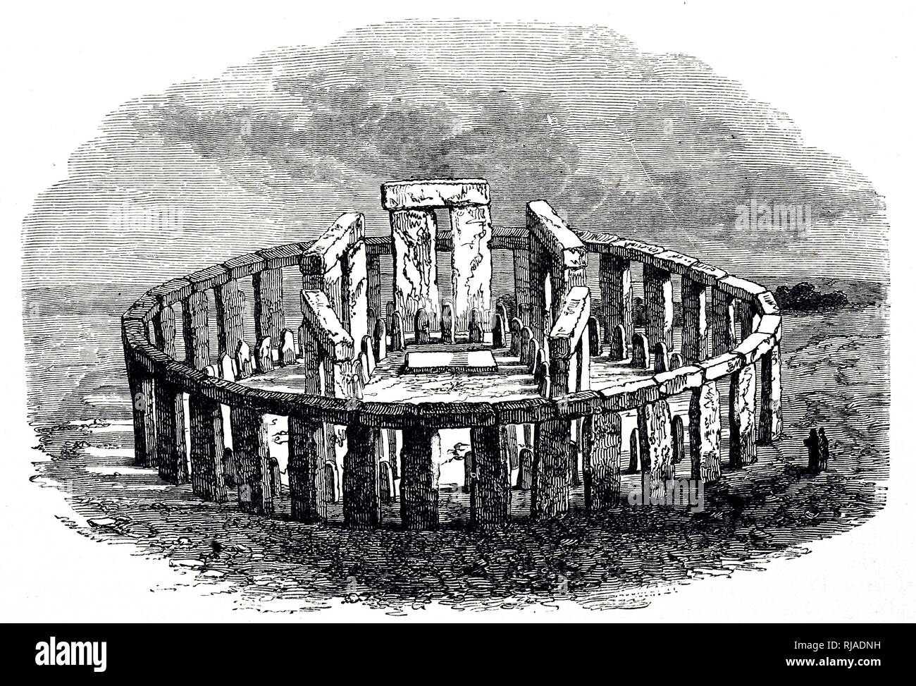 An impression of Stonehenge as it would be if restored. Dated 19th century Stock Photo