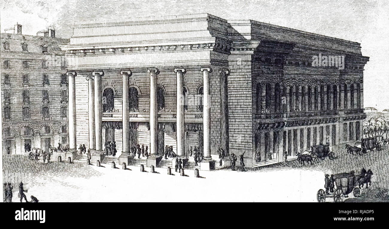 An engraving depicting the Italian Theatre in Paris, France. Dated 18th century Stock Photo