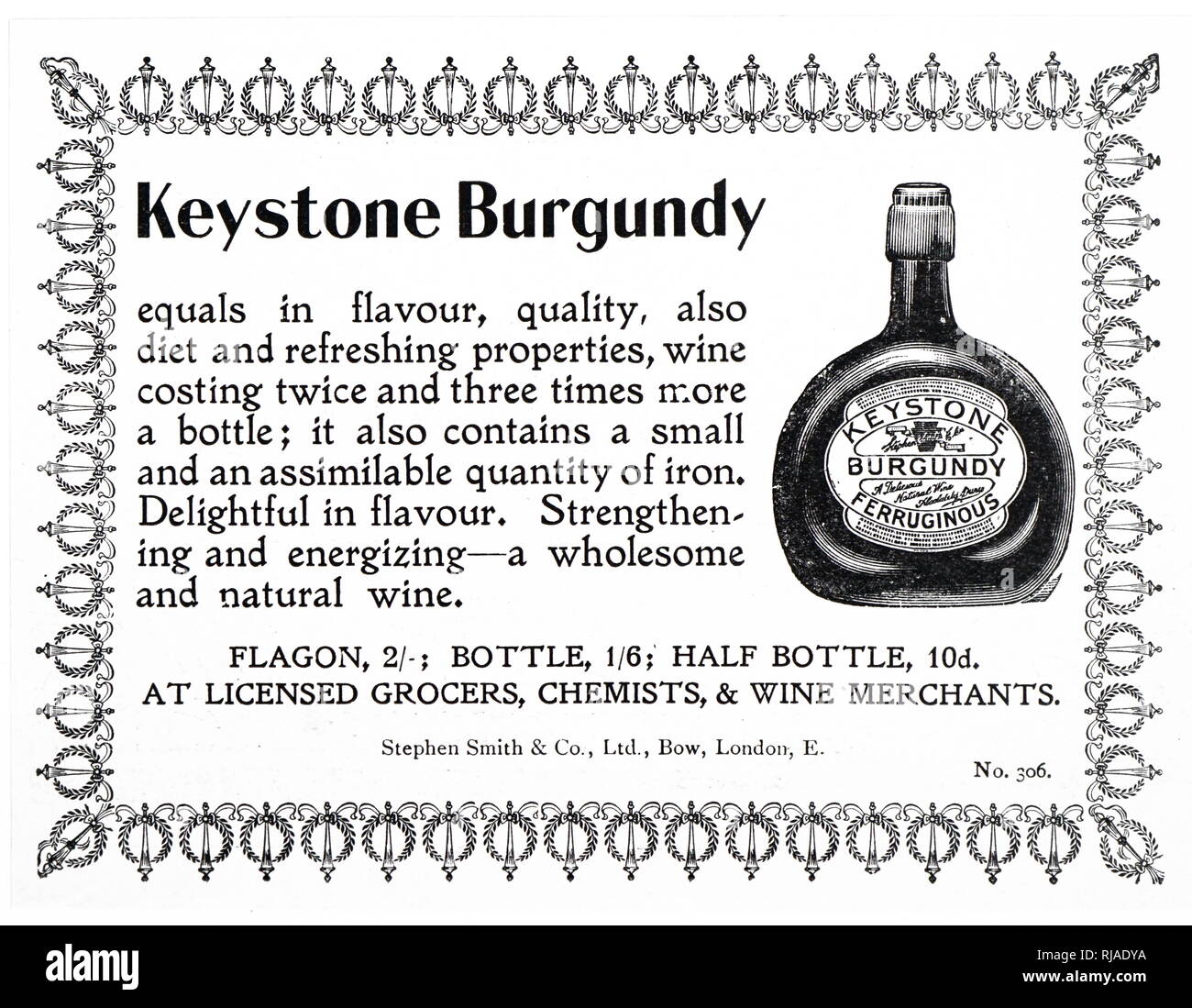 An advertisement for a Keystone Burgundy as a tonic wine. Dated 20th