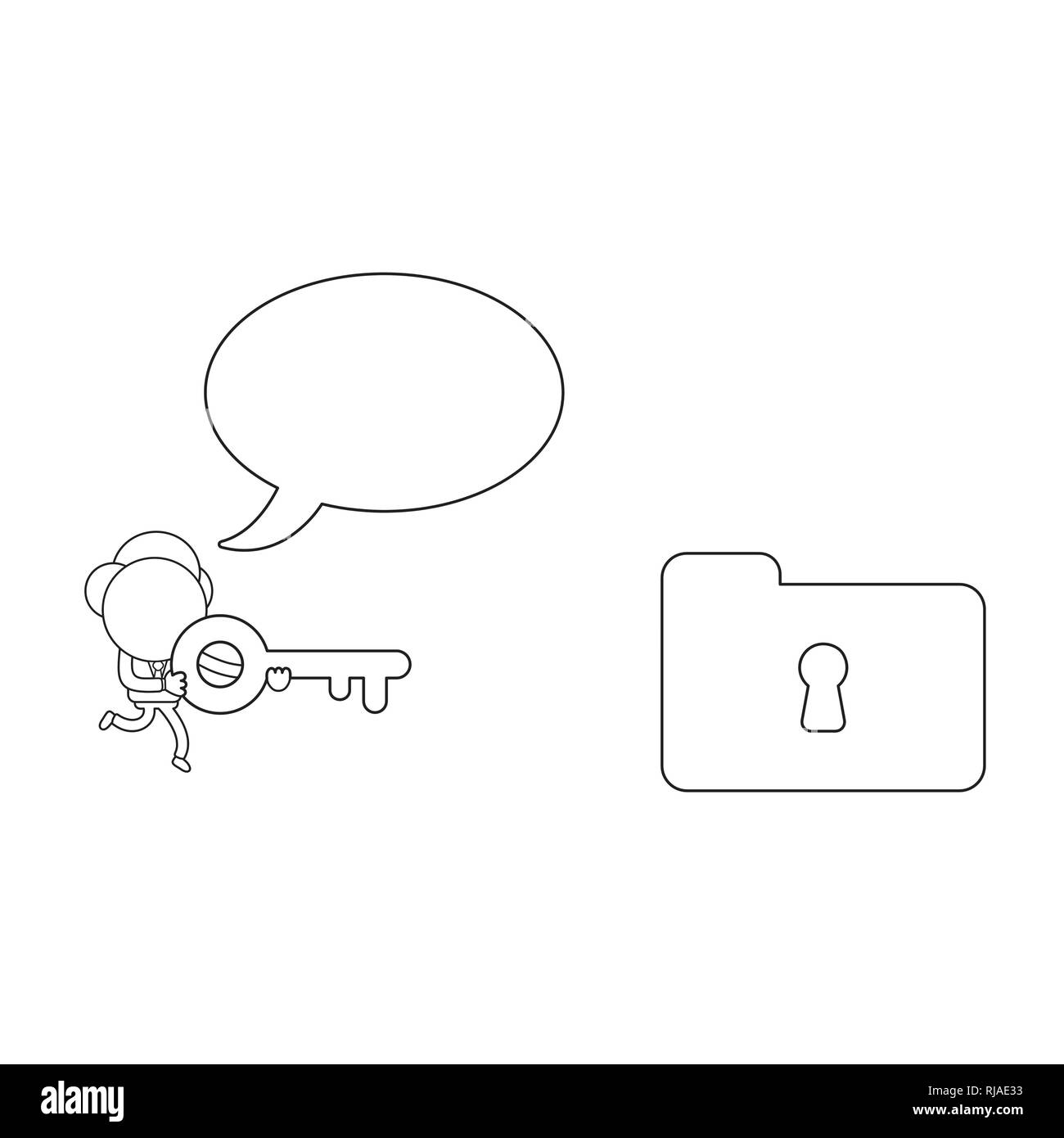 Vector illustration businessman character running and carrying key to ...