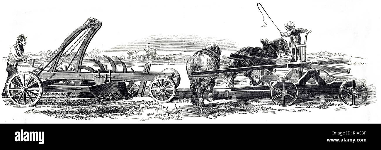 Illustration showing Paul's deep draining machine, 1849 Stock Photo