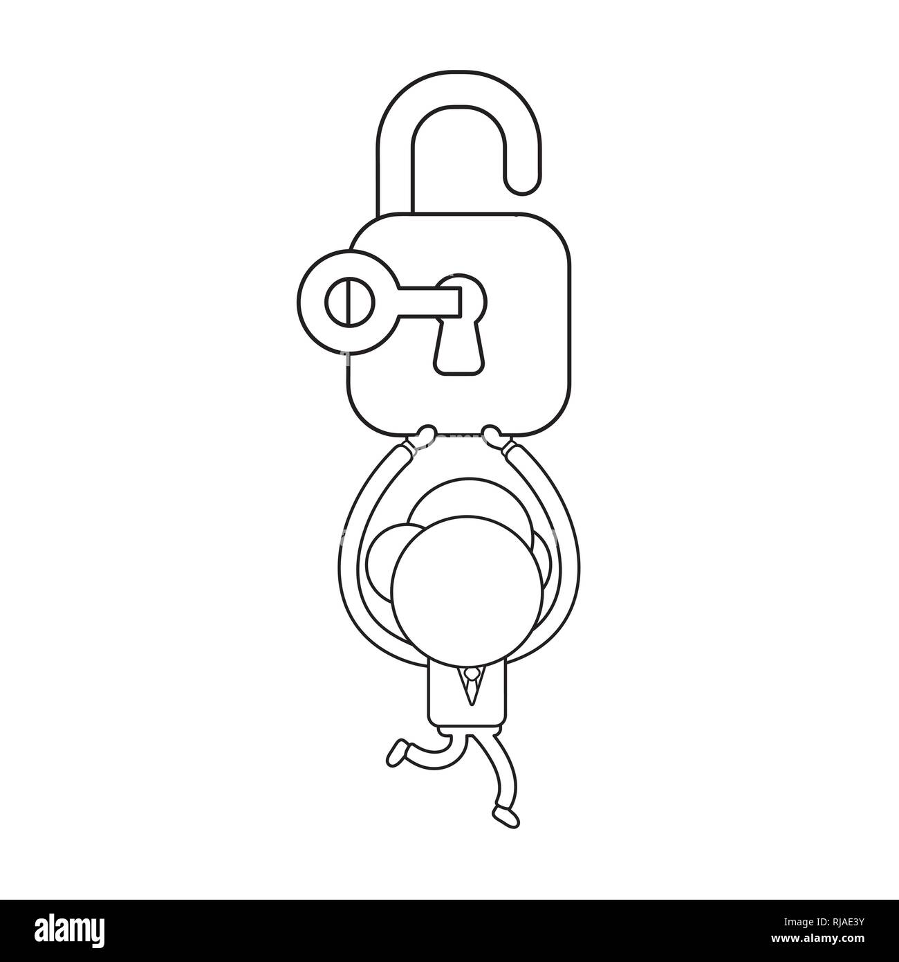 Vector illustration businessman character running and carrying open ...