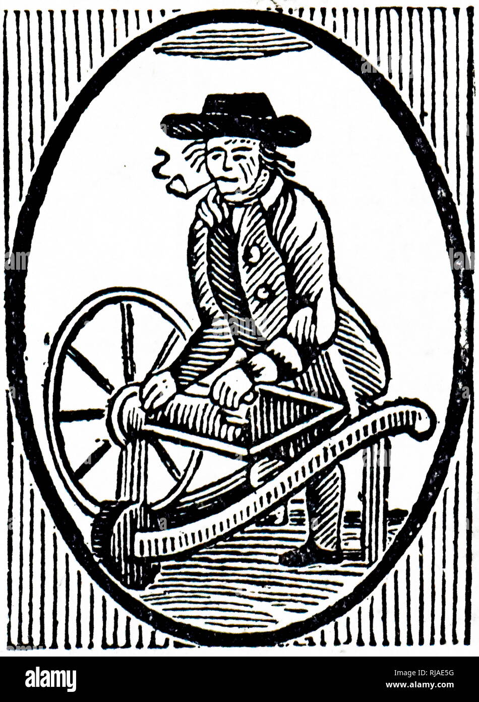 18th century illustration showing a knife grinder; London 1800 Stock Photo