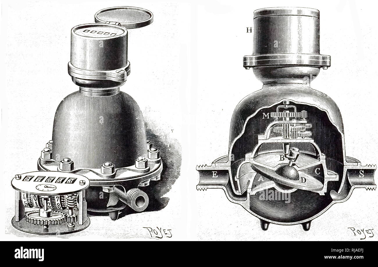 An engraving depicting a water meter by Lambert of New York Exterior