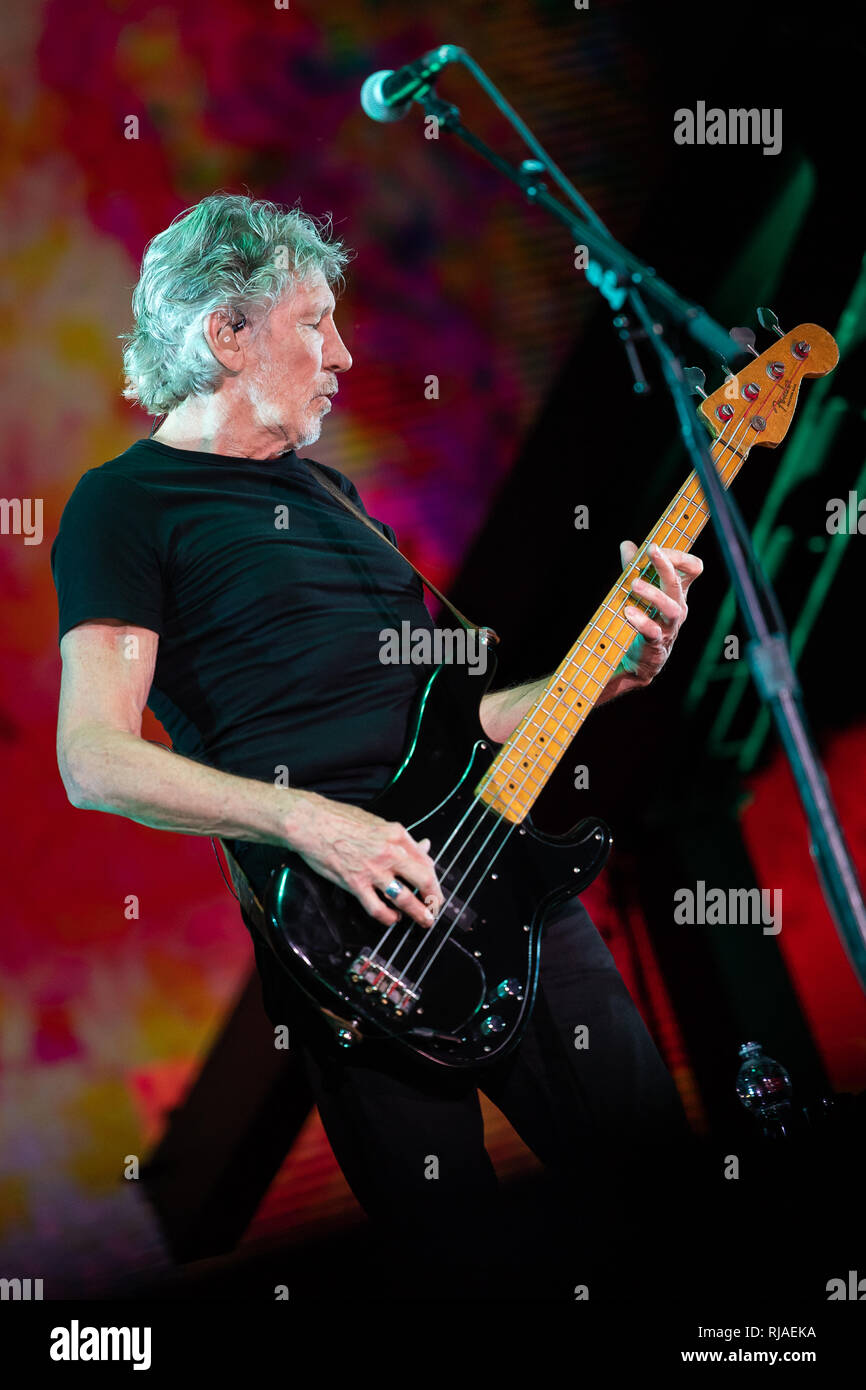 Lucca, Italy. 11th july, 2018. Italy, Lucca: singer Roger Waters (Pink Floyd) performs live on stage at Lucca Summer Festival 2018  for “Us + Them” tour 2018 Stock Photo