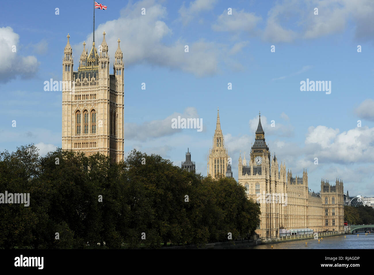 Palace of Westminster with Clock Tower called Big Ben listed by UNESCO