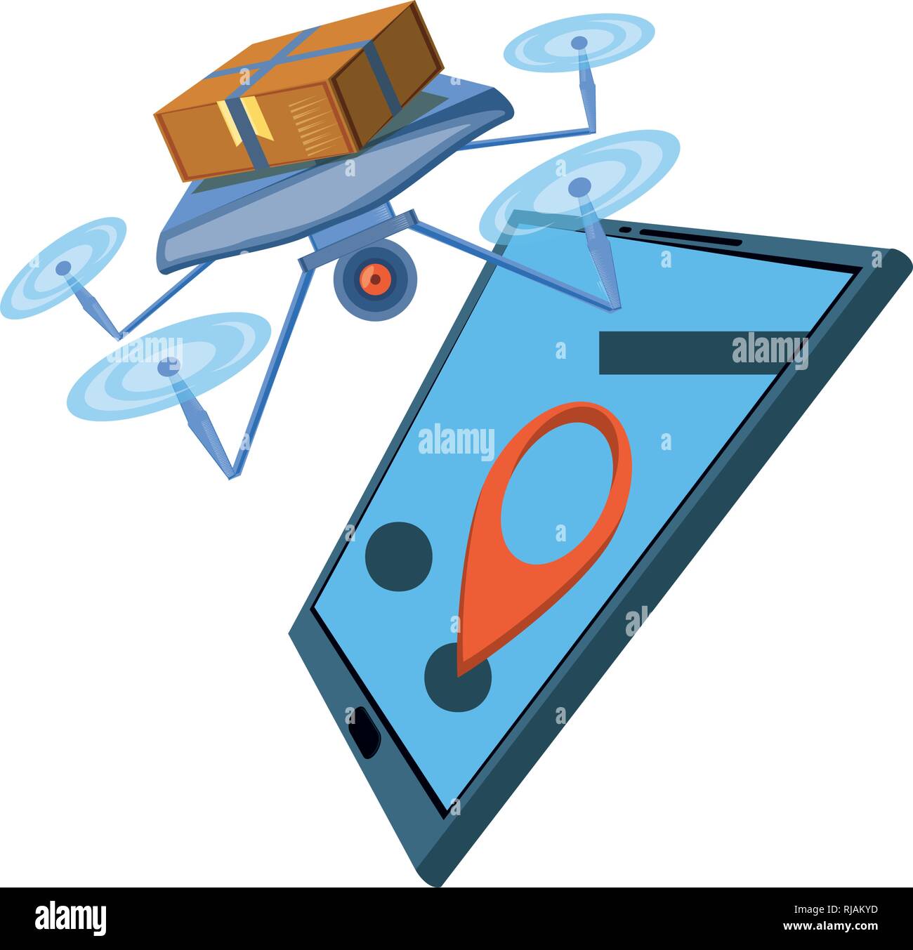 drone technology with box carton and tablet vector illustration design ...