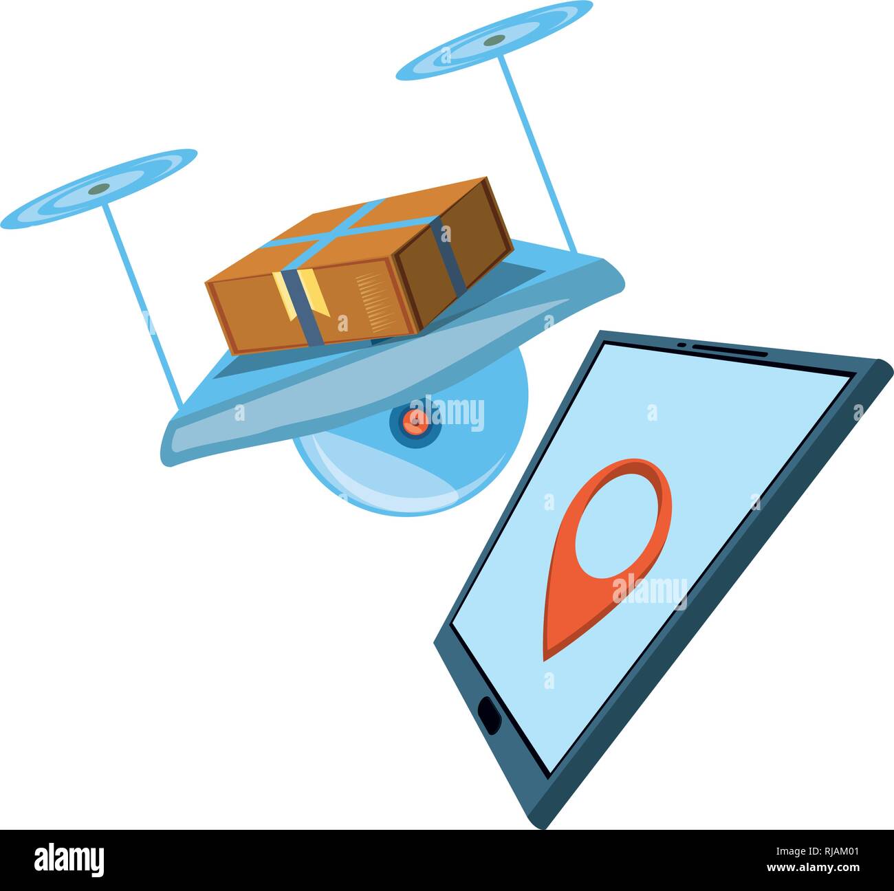 drone technology with box carton and tablet vector illustration design ...