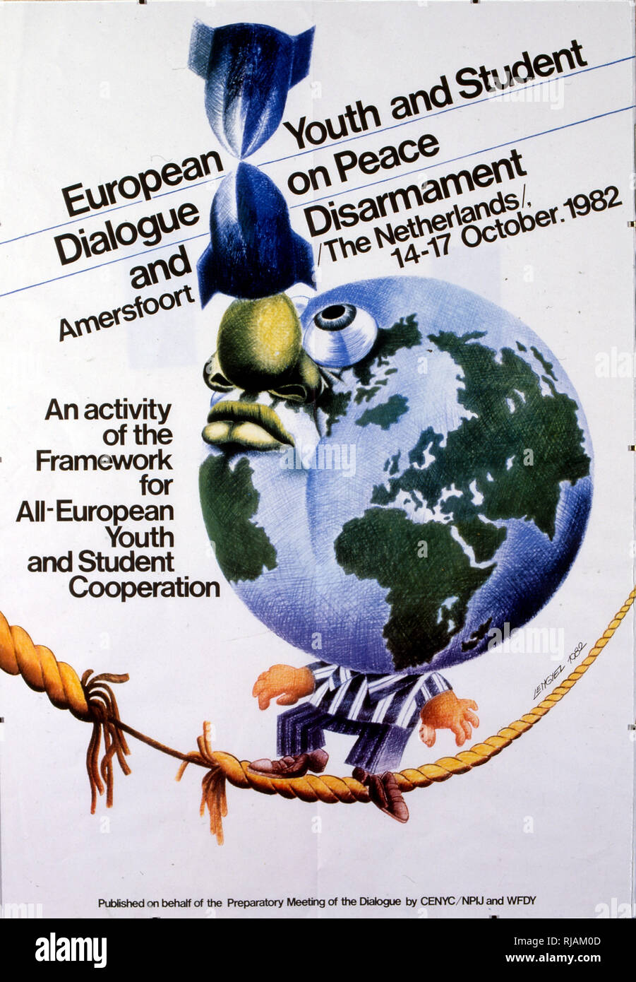 European Youth and Student Dialogue on Peace and Disarmament, held in Amersfoort from 14 to 17 October 1982, Poster Stock Photo