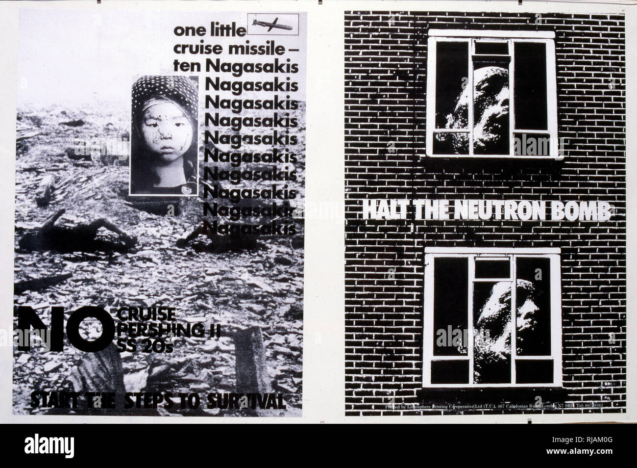 British, 'Halt the Neutron Bomb',  anti-nuclear weapons, poster. 1982 Stock Photo