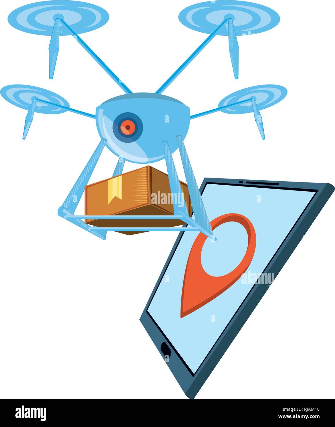 drone technology with box carton and tablet vector illustration design ...