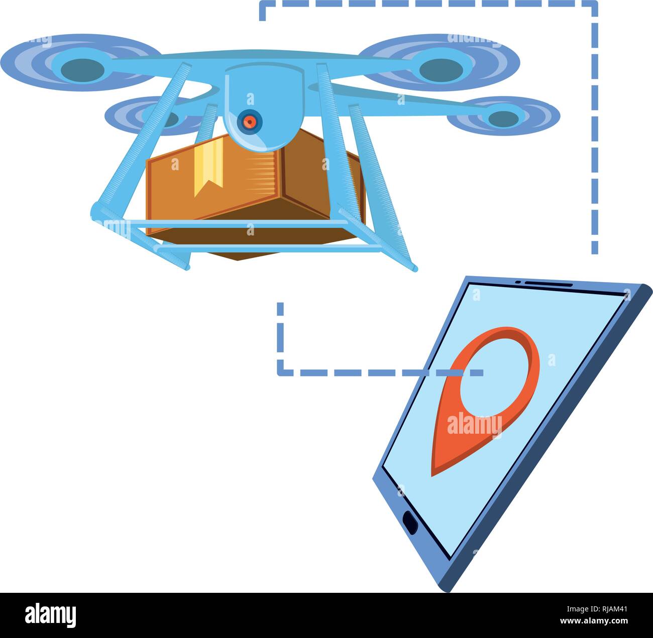drone technology with box carton and tablet vector illustration design ...