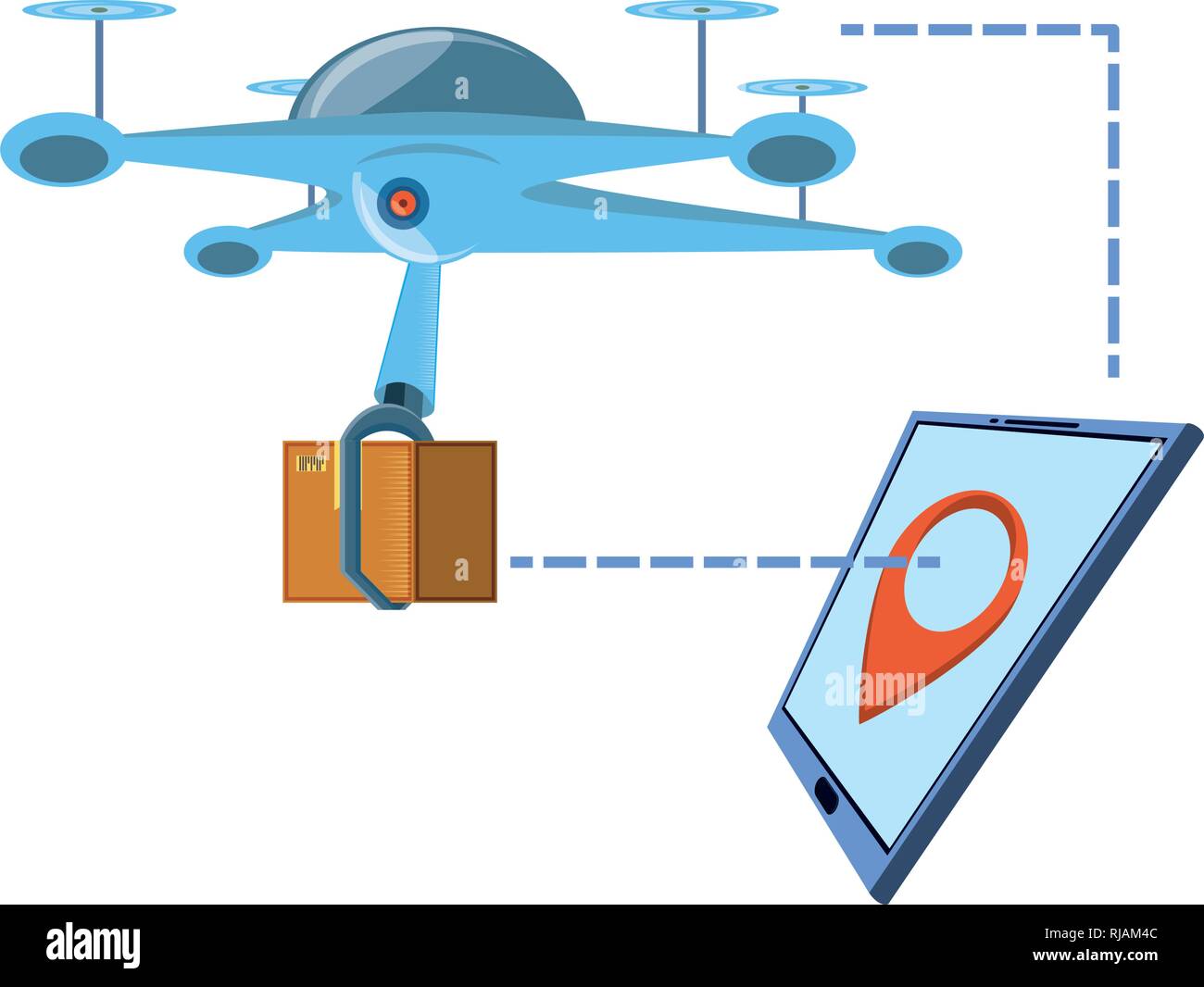 drone technology with box carton and tablet vector illustration design ...