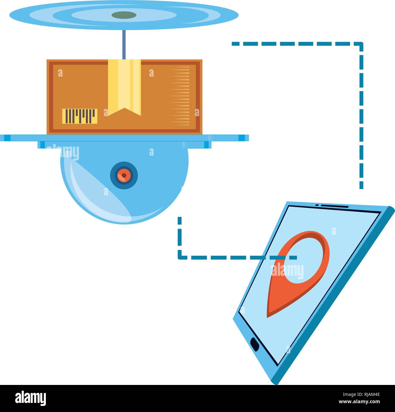 drone technology with box carton and tablet vector illustration design ...