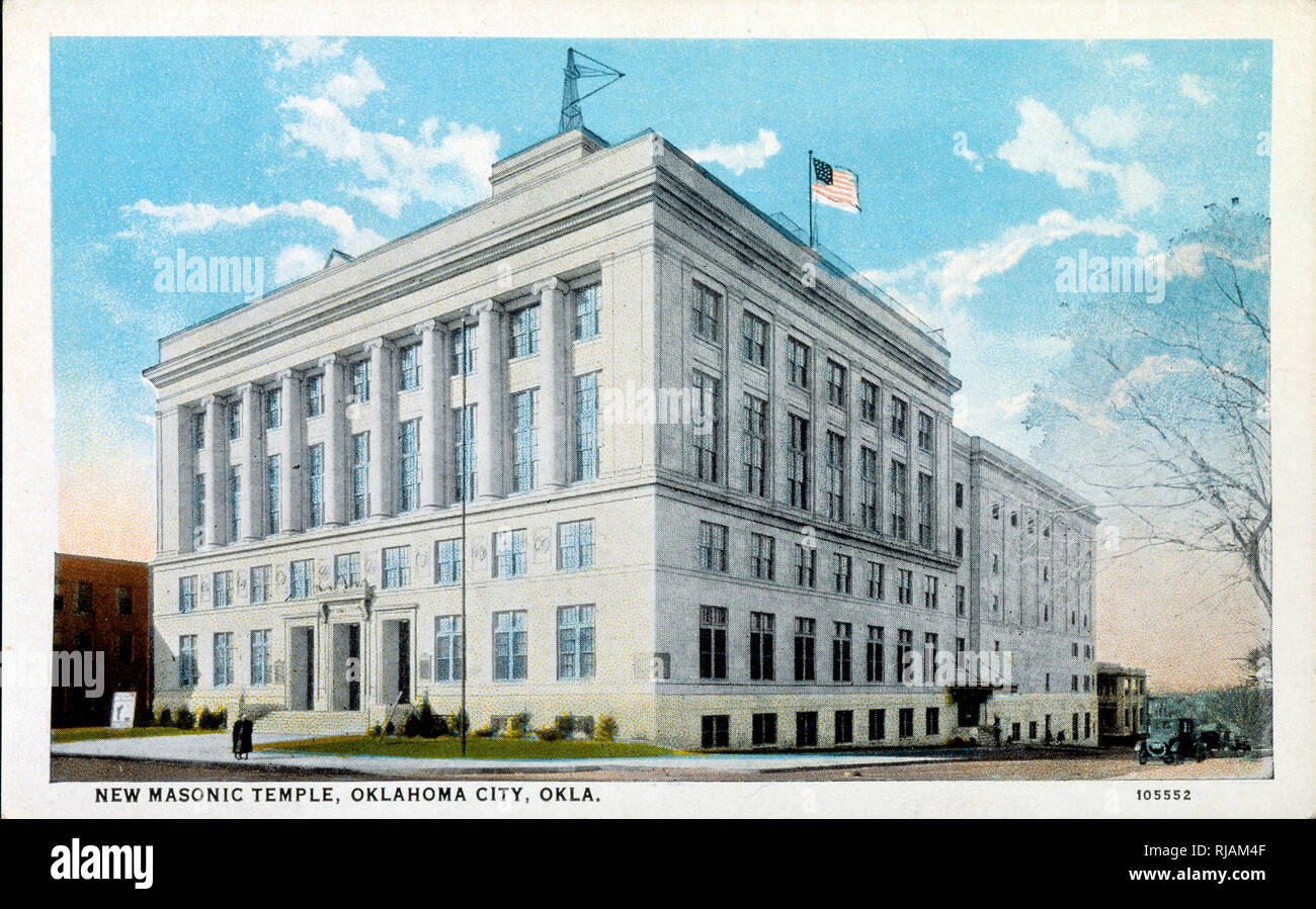 Postcard depicting the New Masonic Temple, Oklahoma City, USA 1923