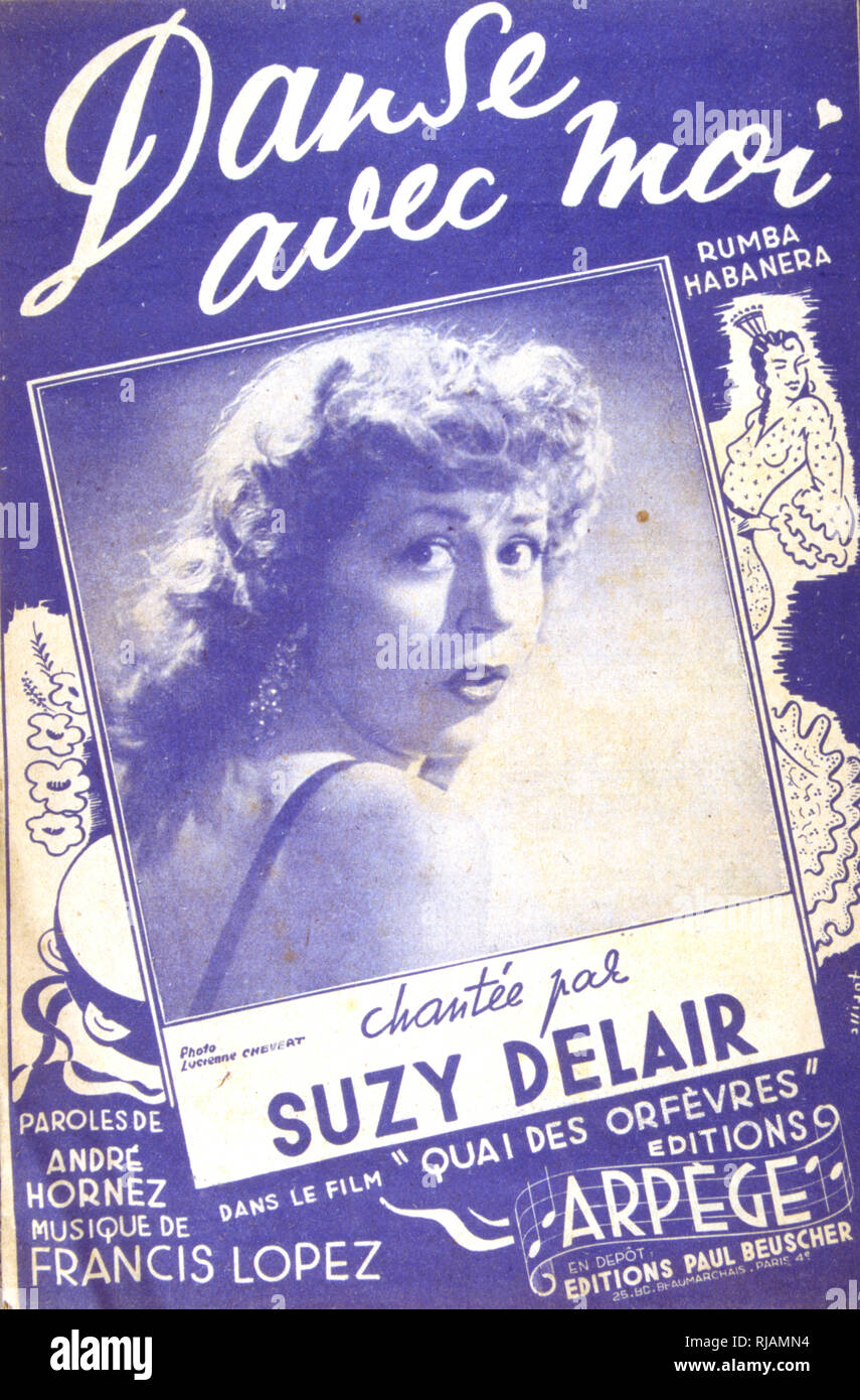 Songbook cover for 'Danse avec Moi' a 1947 French song by Suzy Delair Stock Photo