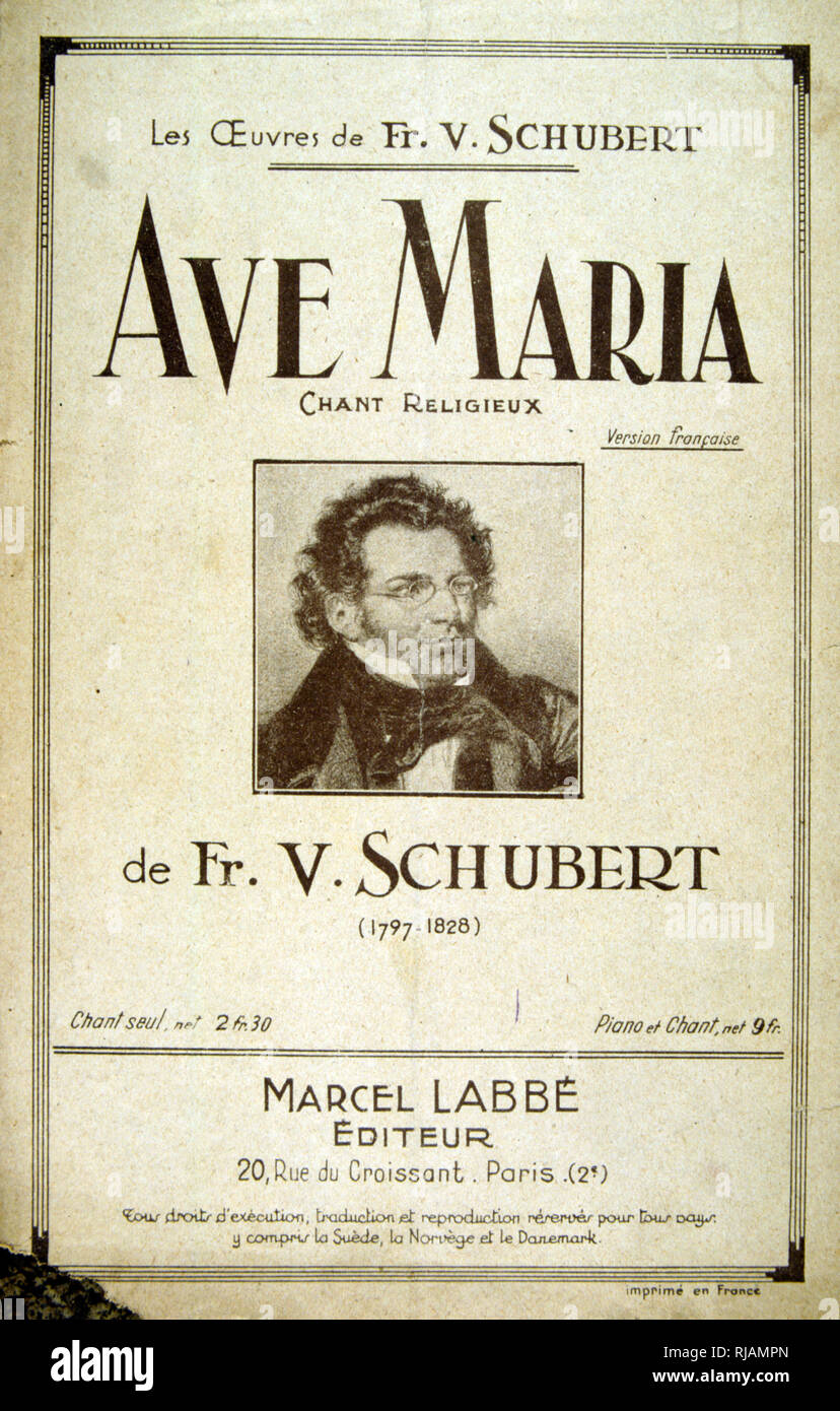 Cover of Ave Maria by Franz Schubert circa 1930 Stock Photo