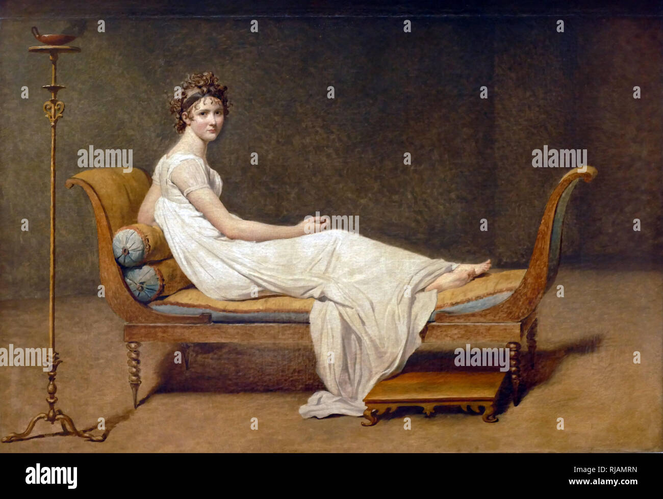 Portrait of Madame Recamier by Jacques-Louis David (1800), Louvre. Jeanne-Francoise Julie Adelaide Recamier (1777 - 1849), known as Juliette, was a French socialite, whose salon drew Parisians from the leading literary and political circles of the early 19th century. Stock Photo
