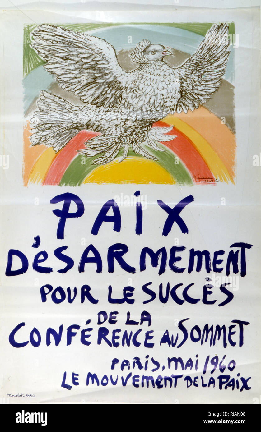 French poster for a Peace and disarmament summit in Paris, May 1960 Stock Photo