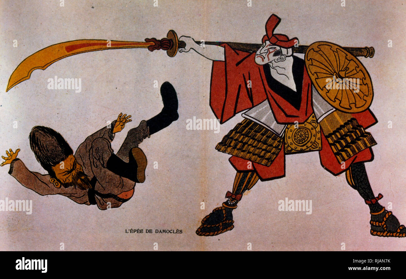 French illustration symbolising the Russo-Japanese war 1904 Stock Photo