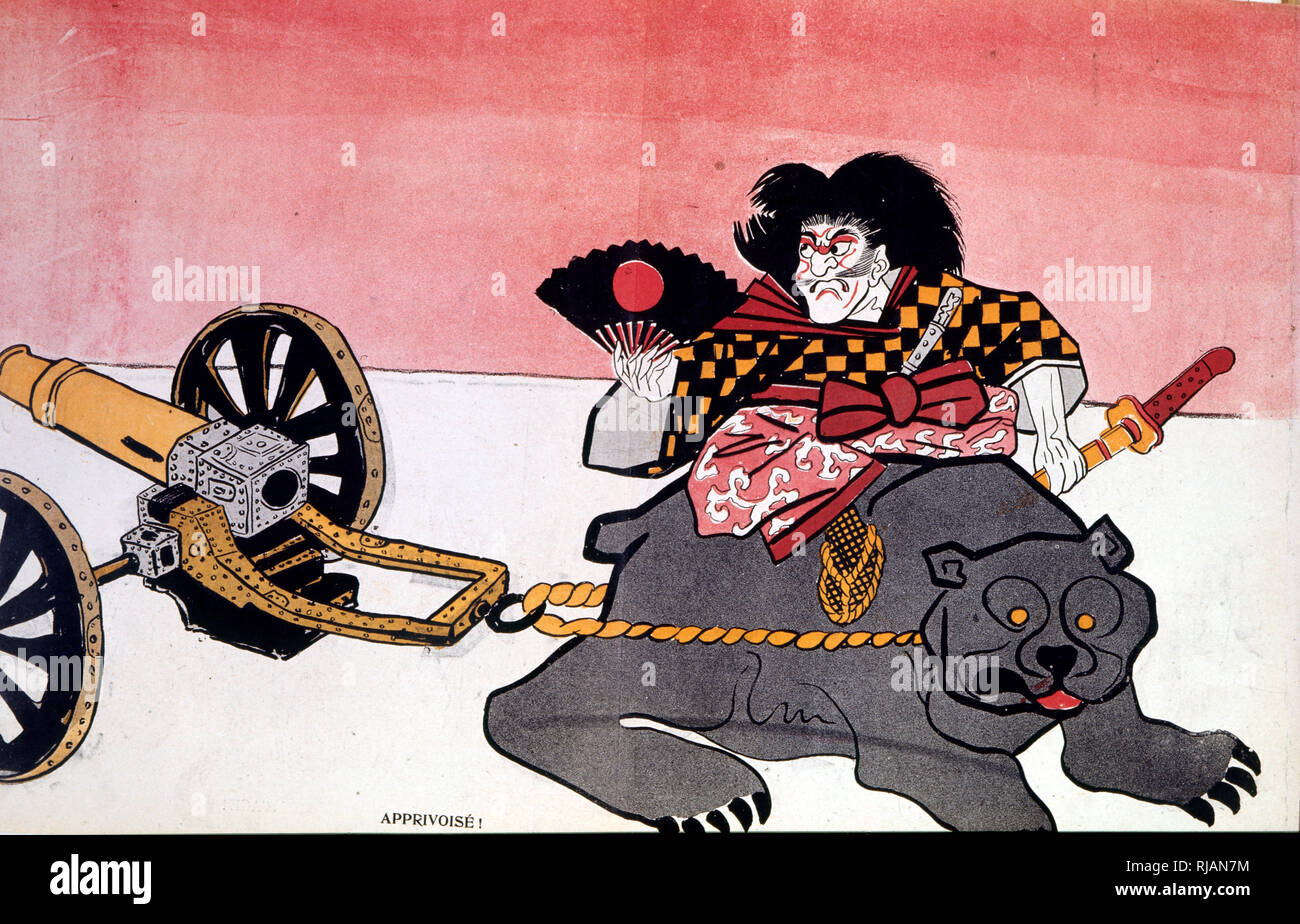 French illustration symbolising the Russo-Japanese war 1904 Stock Photo