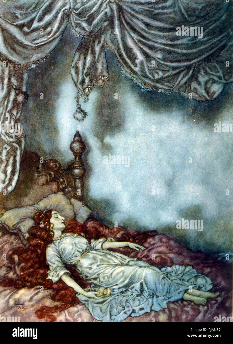 Sleeping Beauty, illustration by Edmund Dulac 1912 Stock Photo