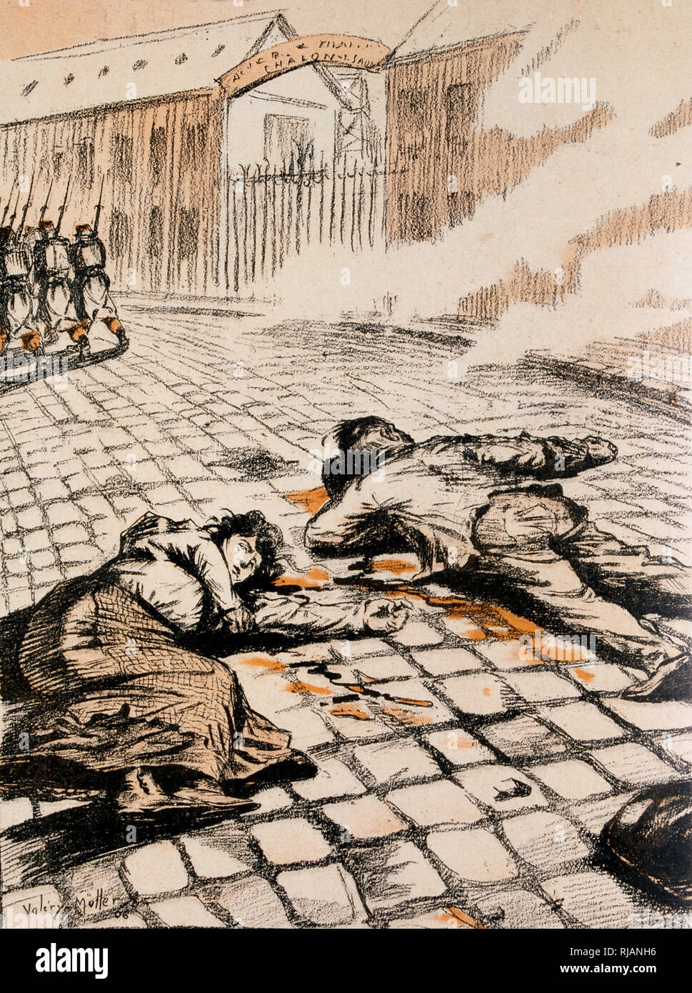 Murder of striking workers by soldiers. 1906, Illustration from 'L'Assiette  au Beurre', an illustrated French weekly satirical magazine with anarchist  political leanings that was chiefly produced between 1901 and 1912 Stock  Photo - Alamy